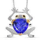 GP - Tansanit-Farbe Quarz, Nat&uuml;rlicher Chromdiopsid Schmuckset ca. 50 cm 925 Silber rhodiniert, 925 Silber Rhodiniert und 750 Gelbgold Vermeil ca. 12,13 ct.