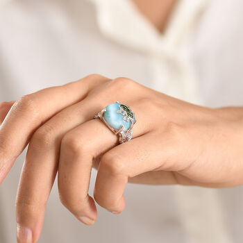 GP Trionfo Kollektion - Larimar, Nat&uuml;rlicher Chromdiopsid Ring 925 Silber rhodiniert (Gr&ouml;&szlig;e 20.00) ca. 16.60 ct
