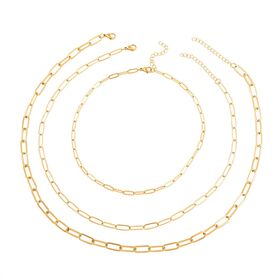 EVER TRUE 3er- Set - Büroklammerketten ca. 46 cm, 56 cm, 65 cm, 316L Edelstahl Goldfarben