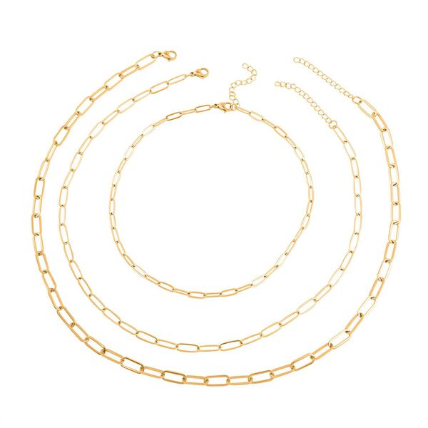 EVER TRUE 3er-Set- Stacking B&uuml;roklammerketten in Goldton