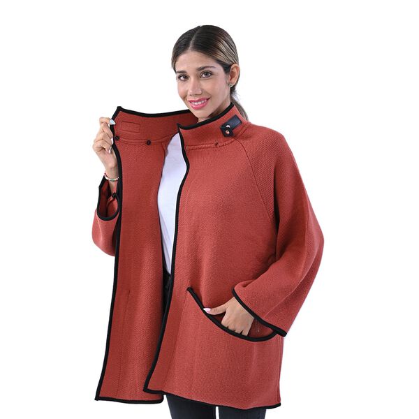 TAMSY: Strick-Mantel für Damen mit Schnalle, Rot image number 5