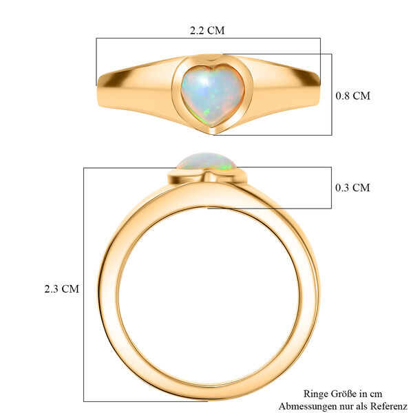 AA Nat&uuml;rlicher, &auml;thiopischer Welo Opal Ring 925 Silber 750 Gelb Vergoldet (Gr&ouml;&szlig;e 21.00) ca. 0,55 ct image number 6