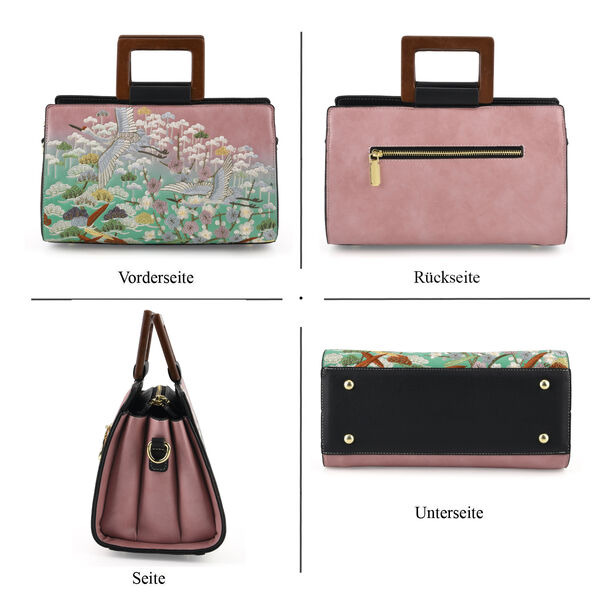 Florale Kunstprint Clutch-Crossbody-Tasche, 30 x 13 x 19 cm, Rosa image number 4