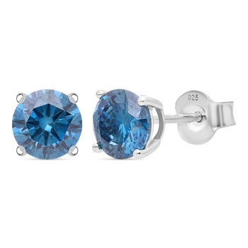 LUXURIANT DIAMOND - Lab Grown Blauer Diamant VS-EF Ohrringe 925 Silber Rhodiniert ca. 1,00 ct.