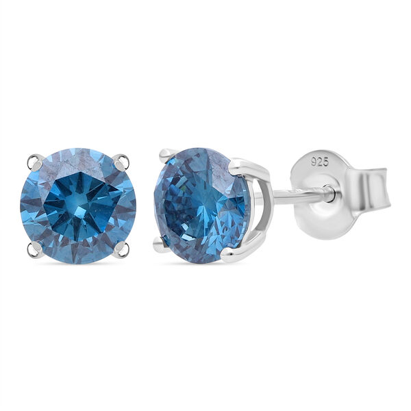 LUXURIANT DIAMOND - Lab Grown Blauer Diamant VS-EF Ohrringe 925 Silber Rhodiniert ca. 1,00 ct.