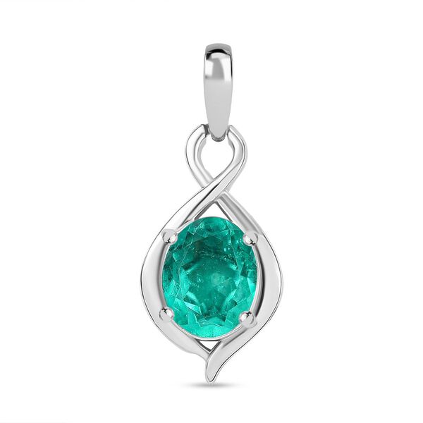 Smaragd-Quarz Triplette Anhänger 925 Silber platiniert ca. 2,03 ct. image number 0