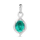 Smaragd-Quarz Triplette Anhänger 925 Silber platiniert ca. 2,03 ct.