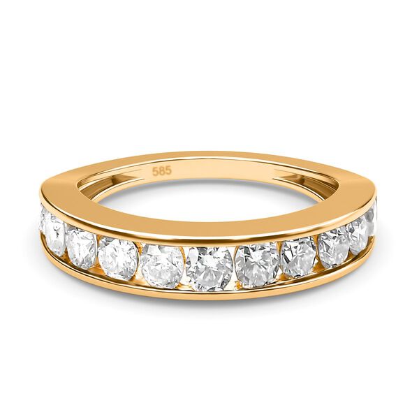 Diamant Half Eternity-Ring, I2-GH (Top-Wesselton) SGL zertifiziert, 585 Gelbgold (Gr&ouml;&szlig;e 18.00) ca. 1.00 ct