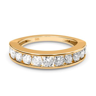 Diamant Half Eternity-Ring, I2-GH (Top-Wesselton) SGL zertifiziert, 585 Gelbgold (Größe 18.00) ca. 1.00 ct