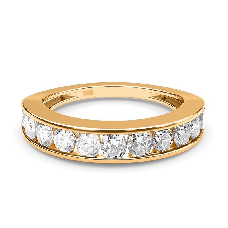 Diamant Half Eternity-Ring, I2-GH (Top-Wesselton) SGL zertifiziert, 585 Gelbgold (Größe 18.00) ca. 1.00 ct image number 0