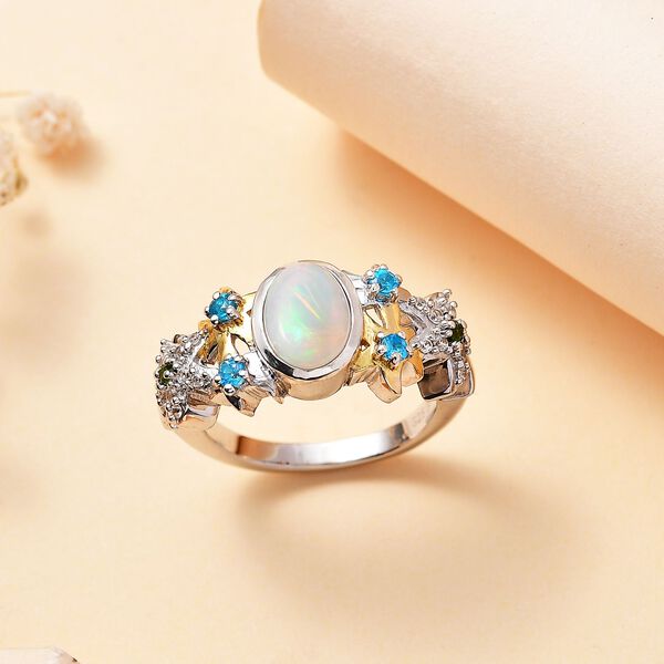 GP Sea Life Kollektion- AA &auml;thiopischer Welo Opal, Chromdiopsid, Neon Apatit, Zirkon und blauer Saphir-Ring - 1,30 ct image number 2