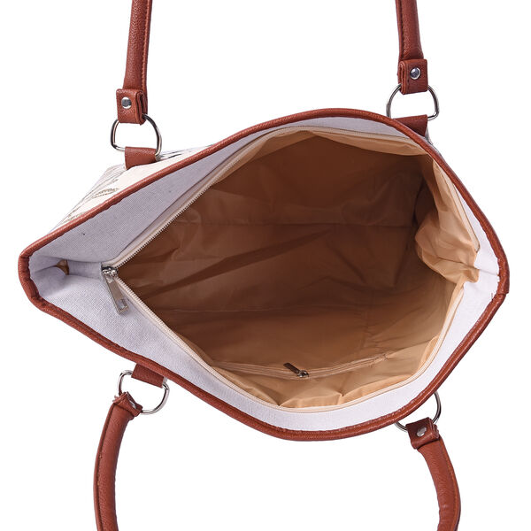 Klassische Handtasche mit PU-Leder Griff, Leopard-Braun image number 3