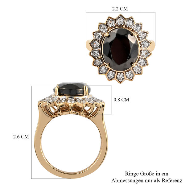 Elite Shungit und Zirkon Halo Ring 925 Silber vergoldet  ca. 3,67 ct image number 8