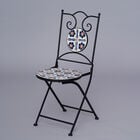 3er-Set - Mosaik-Tisch und 2 Mosaik-Stühle, Blumenmuster, Weiß-Orange-Blau  image number 1