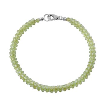 Nat&uuml;rliches Peridot Armband, ca. 20 cm, 925 Silber rhodiniert, ca. 27.50 ct