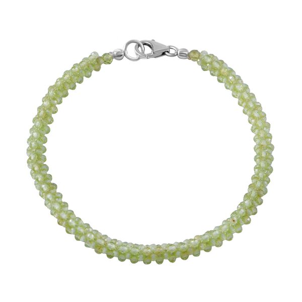 Nat&uuml;rliches Peridot Armband, ca. 20 cm, 925 Silber rhodiniert, ca. 27.50 ct