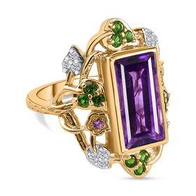 GP Italian Garden Kollektion- Afrikanischer Amethyst, Chromdiopsid, Rhodolith Granat, Zirkon und blauer Saphir-Ring - 4,78 ct.