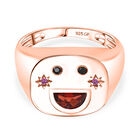 GP - Mosambik Granat, Schwarzer Spinell Ring 925 Silber 750 ros&eacute;vergoldet (Gr&ouml;&szlig;e 17.00) ca. 0,53 ct