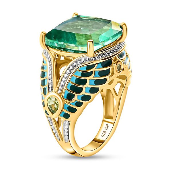 GP Art Déco Kollektion - Pfau Triplett Quarz, grüner Saphir und Kanchanaburi blauer Saphir-Ring - 11,14 ct. image number 5