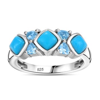 AA Amerikanischer nat&uuml;rlicher Sleeping Beauty T&uuml;rkis und himmelblauer Topas Ring - 1,51 ct.
