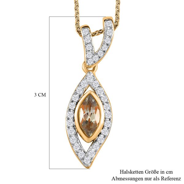 AAA Turkizit und Zirkon Anh&auml;nger mit 50cm Kette - 1 ct. image number 7