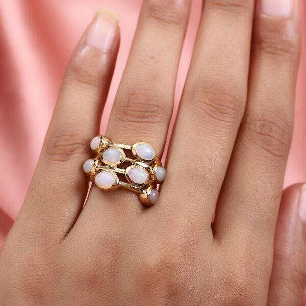 Natürlicher Äthiopischer Opal Ring 925 Silber vergoldet  ca. 2,54 ct image number 3