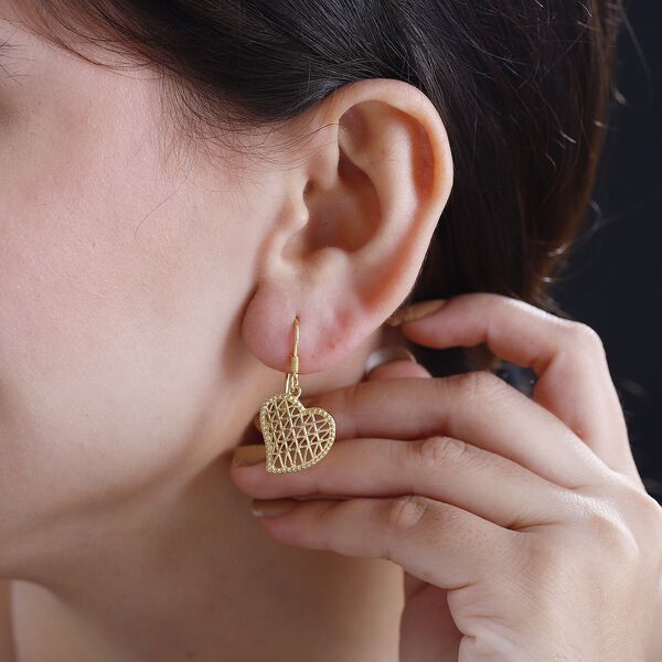 Herz Ohrringe, 925 Silber in Gelbgold Vermeil image number 2