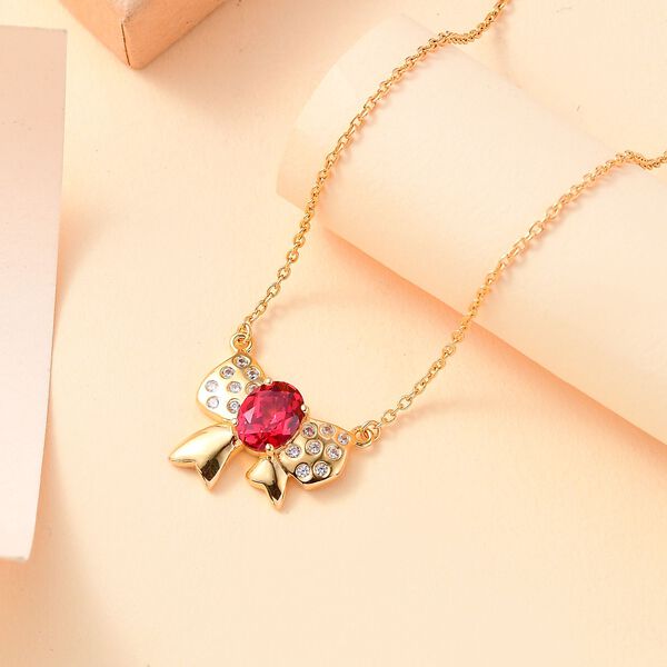 Labor Padparadscha Saphir und Zirkon Halskette, 45 cm - 3,17 ct. image number 2