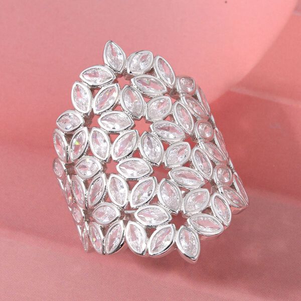 Lustro Stella Weißer Zirkonia Ring 925 Silber rhodiniert (Größe 18.00) image number 1