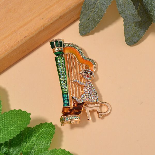 Mehrfarbiger Kristall Brosche emailliert image number 1