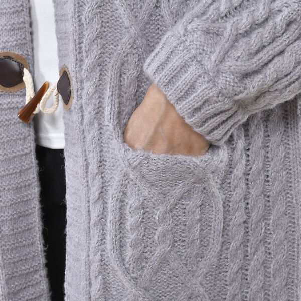 Lange Strickjacke mit Schlaufe, Grau image number 6