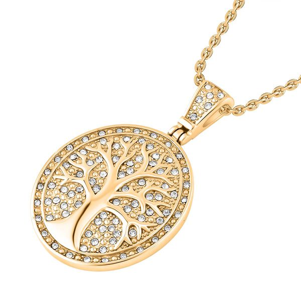 Lebensbaum-Anh&auml;nger wei&szlig;er Kristall mit Kette, goldfarben image number 4