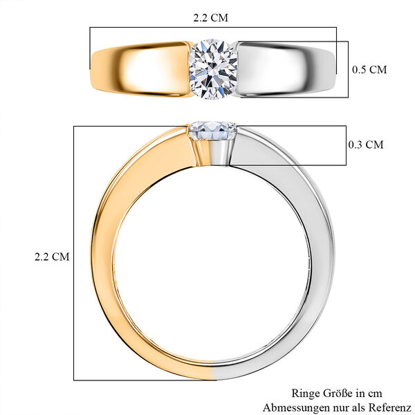 LUXURIANT DIAMOND -Lab Grown Diamant SI-GH Ring 925 Silber Rhodiniert und 750 Gelbgold Vermeil (Gr&ouml;&szlig;e 18.00) ca. 0.50 ct image number 7