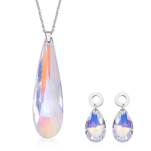 Mystische Glas-Ohrringe und Anh&auml;nger mit Kette, Edelstahl image number 0