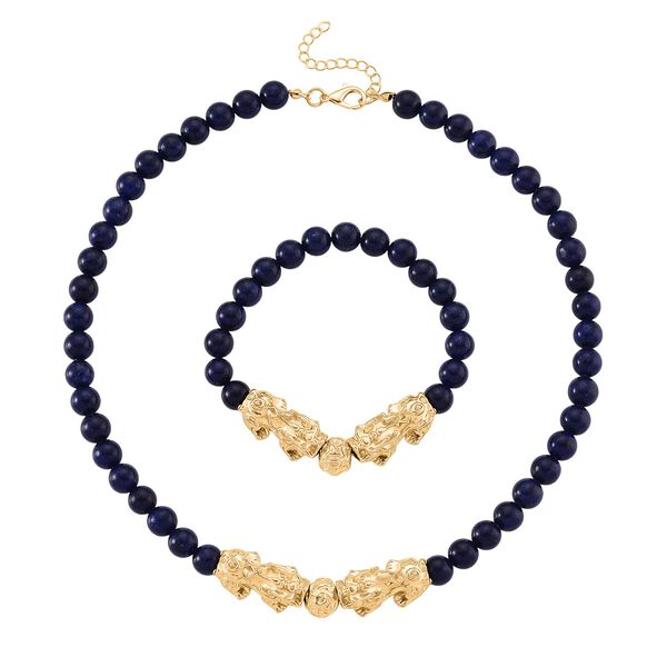 Lapislazuli Schmuckset Legierung  gelb vergoldet ca. 430.00 ct image number 0