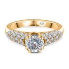 Moissanit Ring 925 Silber Gelbgold Vermeil (Gr&ouml;&szlig;e 21.00) ca. 1,22 ct