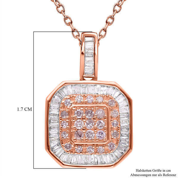 Nat&uuml;rlicher, rosa Diamant, Wei&szlig;er Diamant Anh&auml;nger mit Kette, SGL Zertifiziert 925 Silber Ros&eacute;gold Vermeil ca. 0.33 ct image number 6