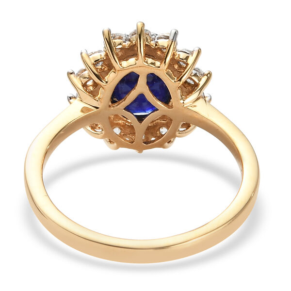 Masoala Saphir und Zirkon Halo Ring, 925 Silber vergoldet, 3,63 ct. image number 6