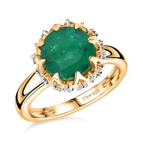 D'Joy Smaragd Triplett Quarz und Zirkon Ring - 4 ct.