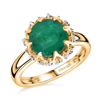 D'Joy Smaragd Triplett Quarz und Zirkon Ring - 4 ct.