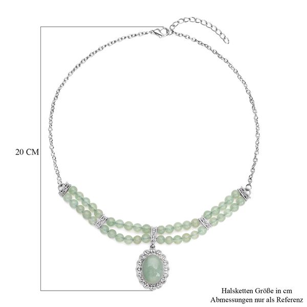 Grüne Aventurin Halskette, ca. 45 cm, silberfarben ca. 96,00 ct image number 3