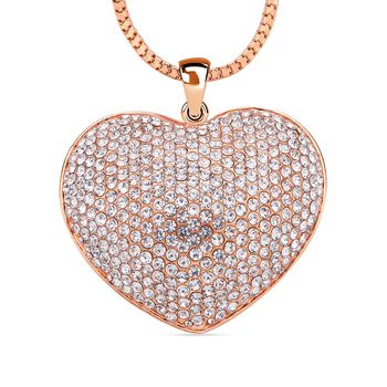 Kristall-Herz-Anh&auml;nger mit Kette in Ros&eacute;goldton - 5 ct.