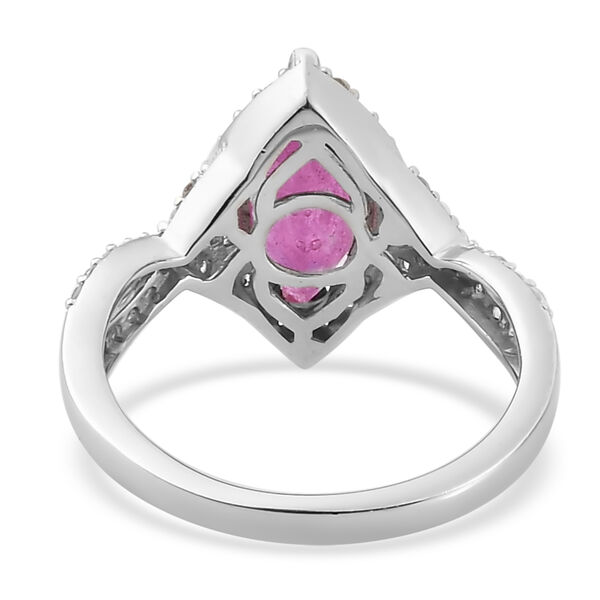 Premium Ilakaka rosa Saphir und Zirkon Ring, 925 Silber platiniert image number 6