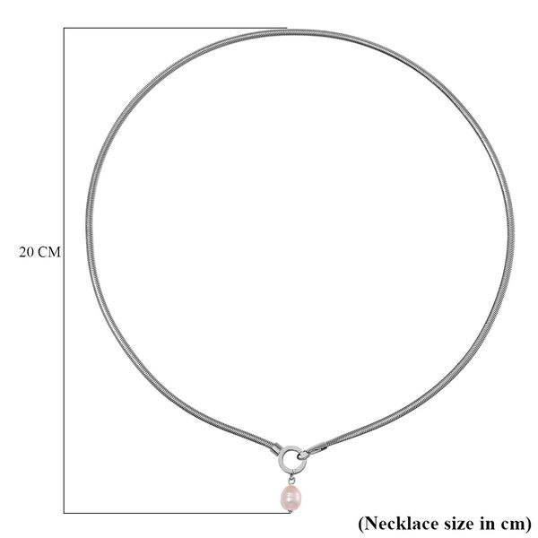 Wei&szlig;e S&uuml;&szlig;wasser Perle Halskette ca. 50 cm Reiner Edelstahl, Silberfarben image number 5