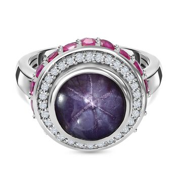 Sternrubin, afrikanischer Rubin und Zirkon-Ring - 9,47 ct.