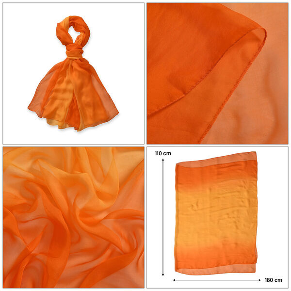 LA MAREY Ombre Chiffon Seiden Schal, Gelb image number 5