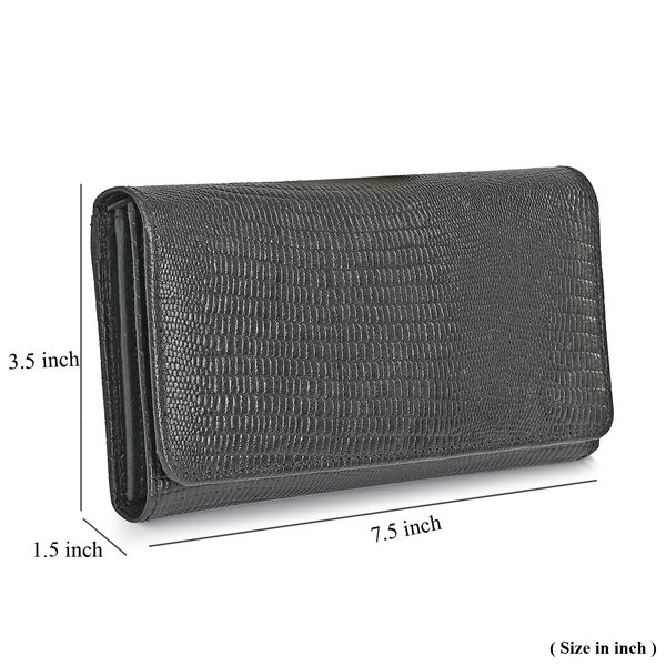 LA MAREY Geldb&ouml;rse aus Leder mit RFID Schutz und Eidechsen Pr&auml;gung, 18,4 x 10,2 cm, Schwarz image number 10