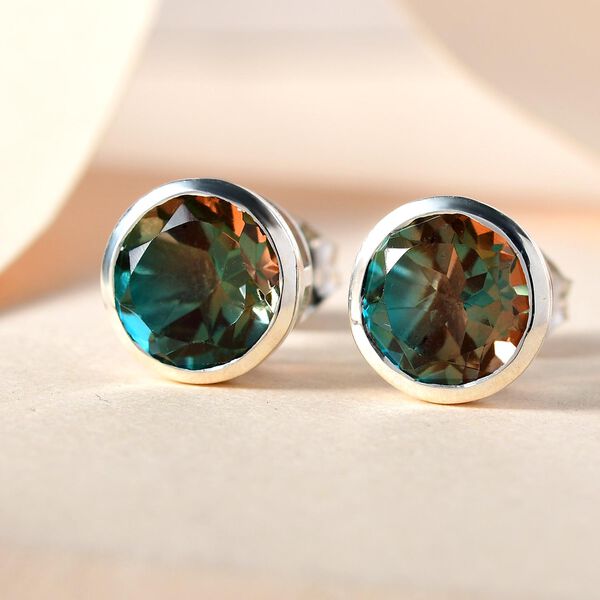 Aqua Terra Costa Quarz Triplett-Solit&auml;r-Ohrstecker, 925 Silber platiniert, 4,21 ct. image number 2