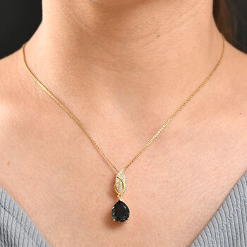 Alexandrit Quarz Triplette, Wei&szlig;er Zirkon Anh&auml;nger 925 Silber 750 Gelbgold Vermeil ca. 5,06 ct.