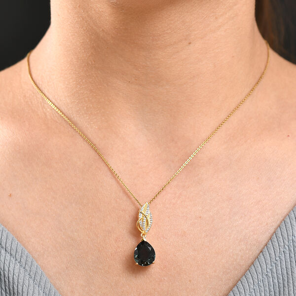 Alexandrit Quarz Triplette, Weißer Zirkon Anhänger 925 Silber 750 Gelbgold Vermeil ca. 5,06 ct. image number 2